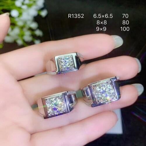 Fashion Man Moissanite Ring for Party 1ct To 3ct Moissanite Man Ring Solid 925 Silver Moissanite Man Jewelry