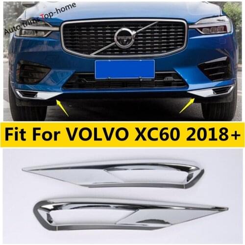 Yimaautotrims Exterior Kit Fit For VOLVO XC60 2018 - 2021 ABS Chrome Front Below Fog Lights Eyelid Eyebrow Lamp Cover Trim