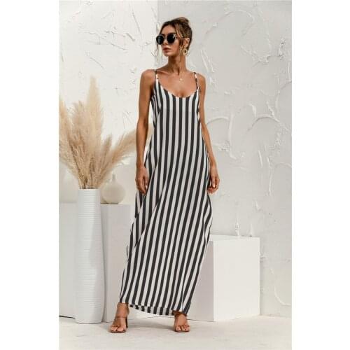 Summer Suspender Dress Womens 2021 Loose Backless Sleeveless Big Swing Sexy Beach Party Dresses Bohemian Vacation Vestido