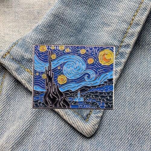 LT998 Van Gogh Collection Enamel Lapel Pin Badge Pins Hats Clothes Backpack Decoration Jewelry Accessories Gifts for Friends