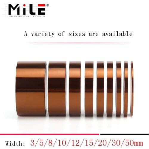 MILE Tape 3/5/8/10/20/30/50mm 100FT BGA High Temperature Heat Resistant Polyimide Gold Adhesive For Electronic Industry 33M20