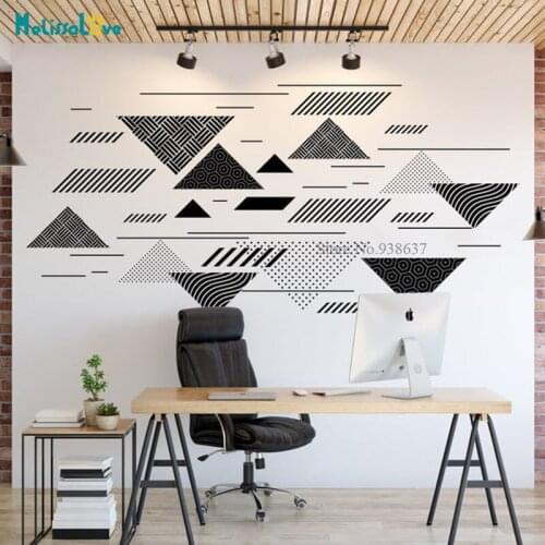 Large Size Minimalist Geometric Abstract Vinyl Wall Sticker Decal Creative Design Office Living Room Art Murals BD433
