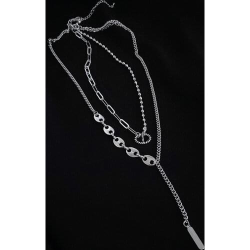 Minimalist Geometric Link Chain Necklaces for Women 2020 Silver Color Beaded Asymmetry Pendant Chokers Necklace Hip Hop Jewelry