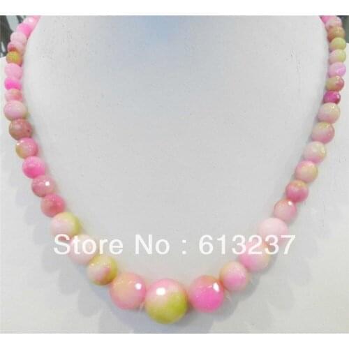 Fashion Style diy 6-14mm Faceted round Pink Multicolor Kunzite jades Round chalcedony stone Beads chain tower Necklace GE4139