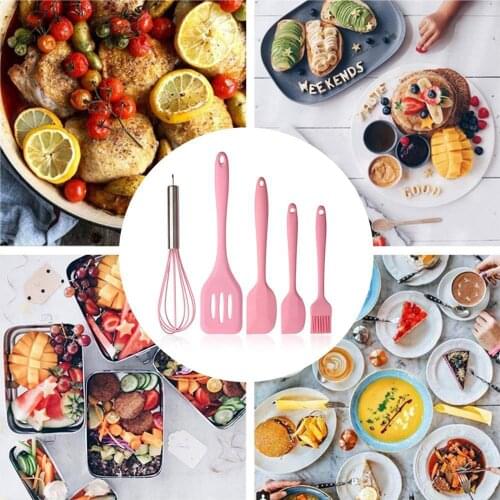 Portable Silicone Utensils Set Kitchen Utensils Cookware Non-Slip with Spatula/Oil Brush/Whisk Heat-Resistant Kitchen Cookware