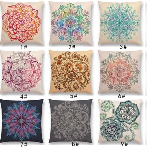 New Colorful Flowers Spring Gorgeous Mandala Decorative Pattern Beautiful Floral Doodles Cushion Cover Car Sofa Pillow Case