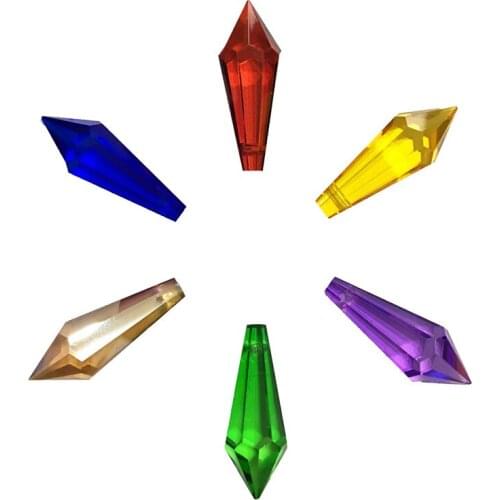 Wholesales 200pcs 38mm Mixed Various Colors Crystal Icicle U Drop Pendant Glass Chandelier Parts For Lamp Decoration