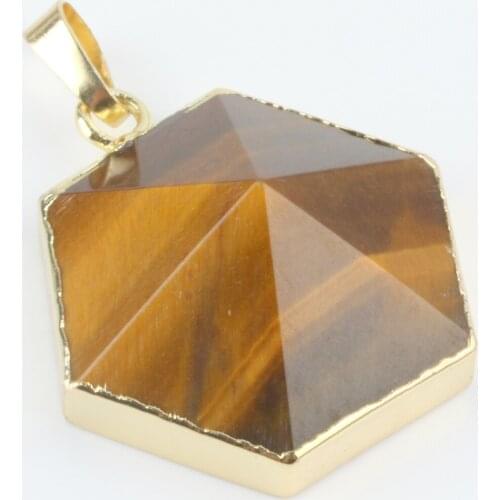 Blue Sand Stone Hexagonal Pendant Healing Reiki Crystal Stone Charms For Jewelry Making Women Necklace Accessories