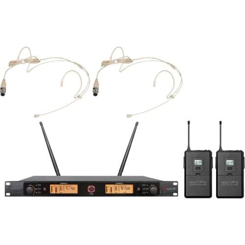 Bolymic Professional 200 Channel UHF stage performance wireless headset microphone mic