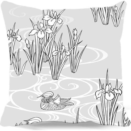 Simple painting with flowers Square Cotton polyester soft cushion cover for Home car sofa chair decorative