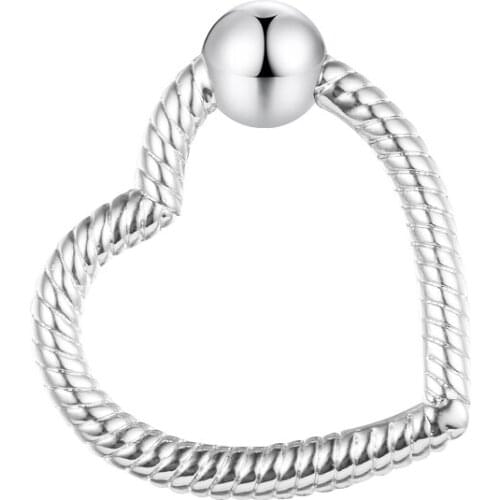 DIY Fits for Pandora Bracelets Moments Heart Charm Holder Dangle Beads 100% 925 Sterling-Silver-Jewelry Kralen 2021 New