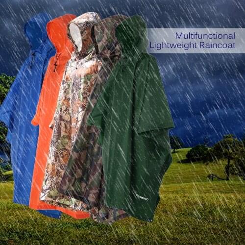 TOMSHOO Multifunctional Lightweight Raincoat with Hood Camping Tent Mat Hiking Cycling Rain Cover Poncho Rain Coat Camping Mat