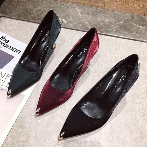 Woman Pumps Handmade Shoes Sexy Pointed Toe Mature Office Lady Elegant Shoes Pumps Sexy Concise Elegant High-heeled shoes U14-06