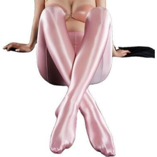 2021 New Design Women Pantyhose Sexy Glossy Smooth Skin Friendly Crotch Silky High Elastic Tight Dance Pants 3PC Brown Blue Pink