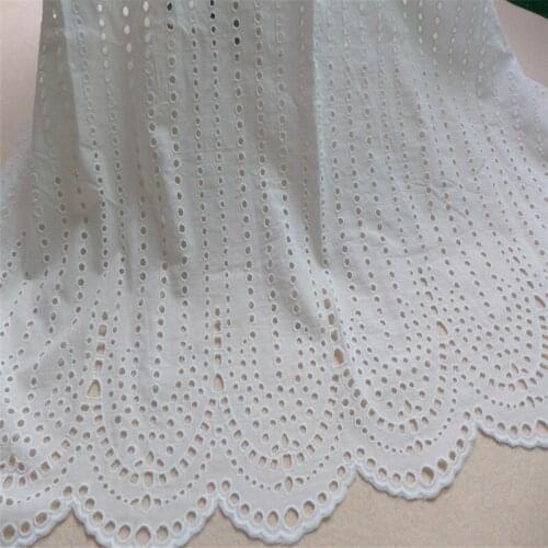 1 yard White Cotton Eyelet Embroidery Lace Fabric Patchwork Sewing Cloth Fabrics Soft Embroidery Lace Fabric