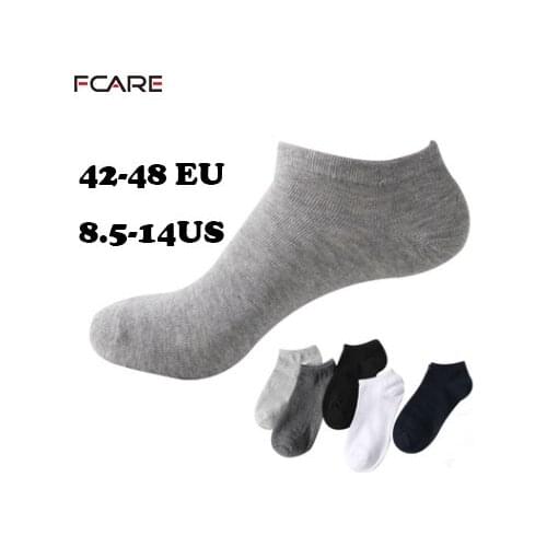 Fcare 10PCS =5 pairs 42-48EU plus size XXXL Mens Solid Color Combed Cotton Socks mens boat low cut invisible socks