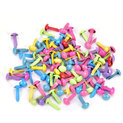 100Pcs/set Brads Mixed Pastel Round Brads Scrapbooking Embellishment Fastener Brads Metal Crafts For Shoes Decoration 4.5*8mm