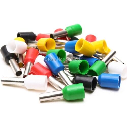 1000PCS E2510 2.5mm Electrical Crimp Terminal Block Tubular Wire Connector Cable Cord End Bootlace Ferrule Terminal EV2510 AWG14