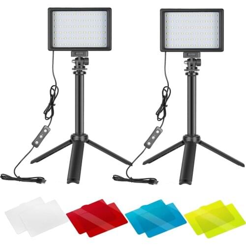 6500K USB LED Video Light 2-Pack with Adjustable Tripod Stand for Tabletop/Video Lighting/YouTube Video Photography