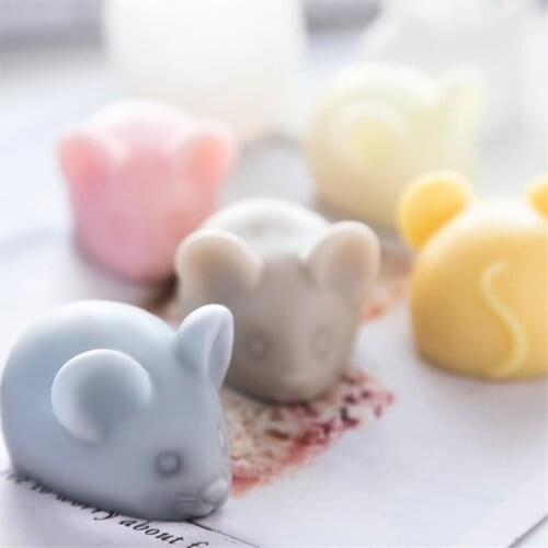 3d Cute Mouse Shape Silicone Candle Mold Diy Aromatherapy Plaster Molds Fondant Cake Baking Mould Handmade Soap Decoration