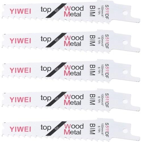 5 Pcs 100mm 4" BIM S511DF Flexible Sabre Saw Blades For Wood & Metal Cutting