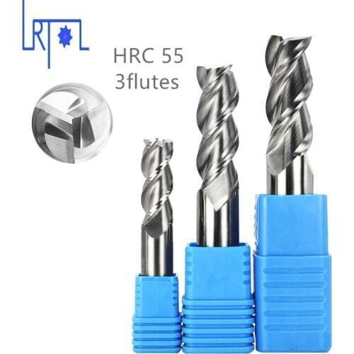 5PCS hrc55 3Flutes 4 5 6 8 *50 60mm flat square end mill for Aluminum Spiral Bit Milling Tools Carbide CNC End mill