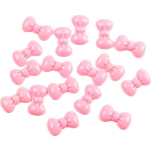50Pcs Pink Bowknot Resin Decoration Crafts Kawaii Bead Flatback Cabochon Scrapbook DIY Accessories Buttons