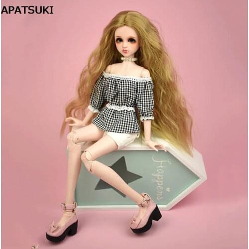 White Black Plaided Shirts Top Fashion Clothes for 1/4 BJD Doll Clothes Casual Wear for 40-50cm XINYI Doll 1:4 Doll Accessories