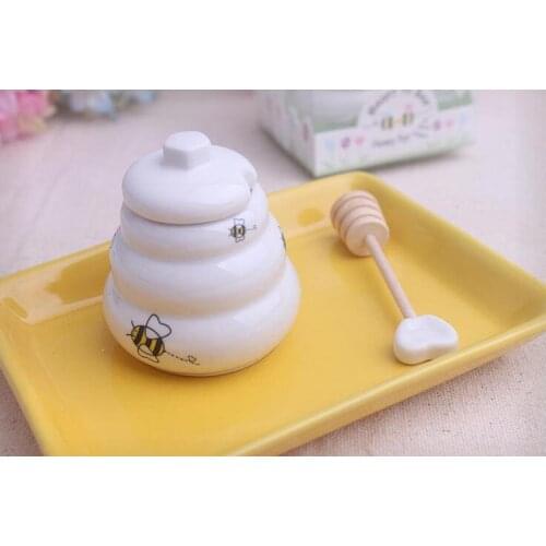 Free shipping 50pcs/lot factory price 'meant to bee" ceramic bee honey pot wedding party favors baby shower return gifts SN50
