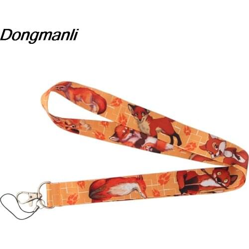 PC225 Animal Fox Leopard Keychain Lanyards Id Badge Holder ID Card Pass Gym Mobile Phone USB Badge Holder Key Strap