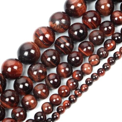 Natural Stone Beads Multicolor Red Tiger Eye Stone Round Loose Spacer Beads For Jewelry Making Bracelets DIY Accessories 4-12MM