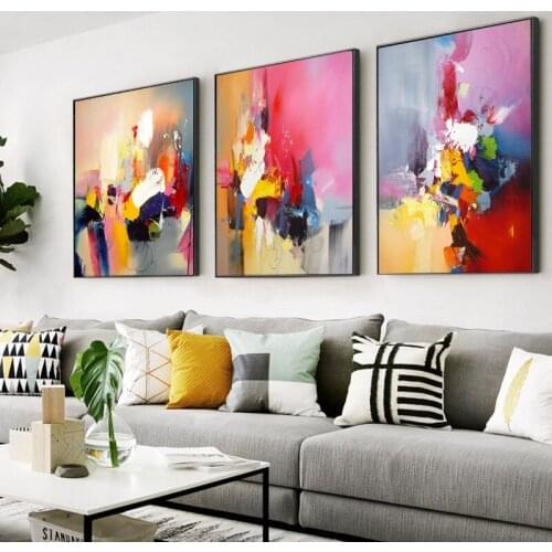 Living Room Home Decoration Geometric Abstract Color Art Modern Simple Three-dimensional Frameless Printing Hanging Painting