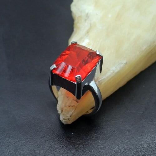 Hermosa Women Rings Jewelry For Ladies Red Garnet Ring Party Trendy Jewellery Accessories Love Gift HR56