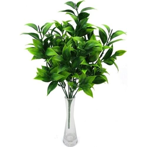 7 Forks/Bouquet 35 Leaves 34cm Artificial Orange Leaf Simulation Plants Home Balcony Garden Landscape Decoration Accessories