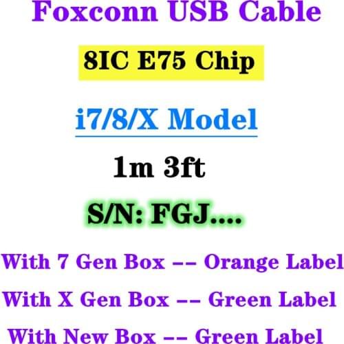 10pcs/lot 100% Genuine Original 8ic E75 Chip Data Cable For i12 11 Pro XS Max XR 7 8 Plus 6S 5s SE USB Sync Charge Cable 1M 3FT