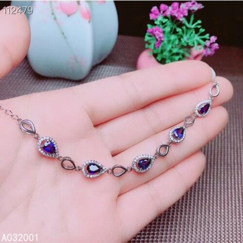 KJJEAXCMY fine jewelry natural sapphire 925 sterling silver new women gemstone hand bracelet support test classic