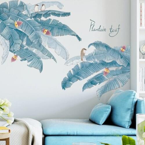 DIY Plantain leaf Creative Wall Sticker Living Room Bedroom Home Decoration Poster Modern Wall Decals Mural