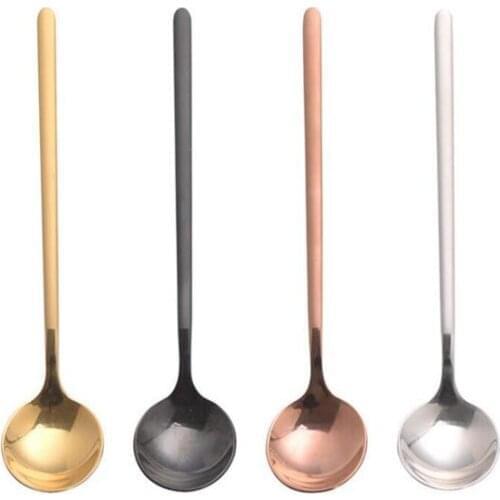 Stainless Steel Spoons 17cm Stirring Round Food Spoons Coffee Scoop Seasoning Spoon Ice Cream Spoons Kitchen Flatware