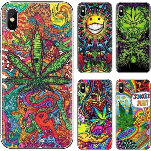 Soft Case Cover Psychedelic Ganja Pot Leaf For iPhone iPod Touch 11 12 Pro 4 4S 5 5S SE 5C 6 6S 7 8 X XR XS Plus Max 2020