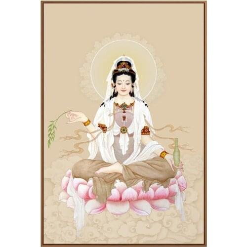 DIY Stamped Printed Cross Stitch Kit,Sets For Embroidery Full Cross-Stitching Silk Floss Or Cotton Religion Buddha