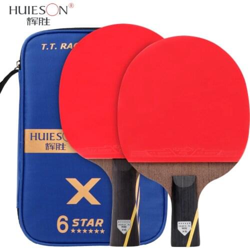 Huieson 2Pcs Upgraded Carbon Table Tennis Racket Set 5/6 Star Powerful Ping Pong Paddle Bat with Double Face Pimples-in Rubber