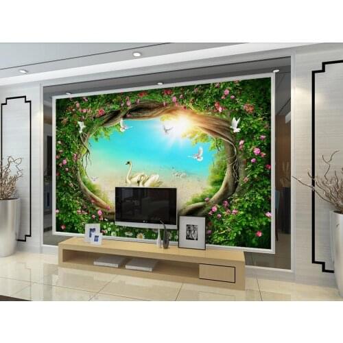 Photo print wallpaper Forest garden flower vine grass TV background Living room bedroom wallpaper rolls for wall 3d