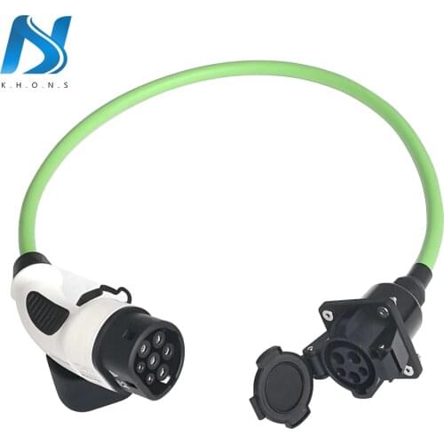 32A Single Phase Electric Car Vehicle EV Charger SAE J1772 Socket Type 1 To Type 2 EV Car Adapter Charging Plug 1.97Ft Cable