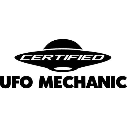 Personality Creative Vinyl Decal "Certified UFO Mechanic" Car Sticker Black/Silver Waterproof Decal Scratch-proof Car Decoration