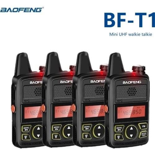 4PCS BAOFENG BF-T1 Mini Walkie Talkie Portable Kids Radio Station for Xmas UHF Ham Radio Transceiver baofeng t1 USB Charging