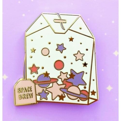 Space Brew Planet Galaxy Enamel Brooch Pin Backpack Hat Bag Collar Lapel Pins Badges Women Mens Fashion Jewelry Accessories
