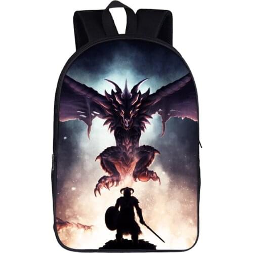 Dragonborn and Dragon print Backpack For Teenagers Boys Children School Bags Women Men Daypack Keep Calm And Fus Ro Dah Book Bag