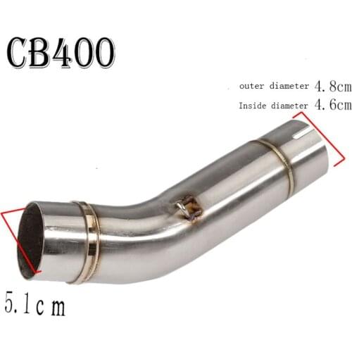 CB400 Middle Link Pipe 51mm Motorcycle Silencer System for Honda CB400 2008 2009 2010 2011 2012 2013 2014 2015 2016 2017