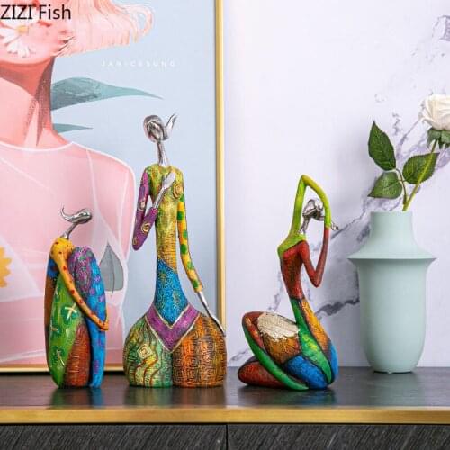 Painted Character Resins Abstract Figure Statue Desk Decor Ornaments Crafts Beauty Portrait Sculpture Home Decoration Modern
