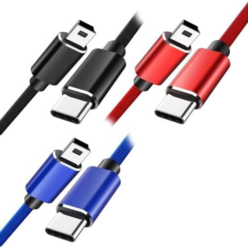 Super Practical Type C to Mini 5P USB Male OTG Adapter Cable Black/ Blue/ Red USB Cables Adapter Cable